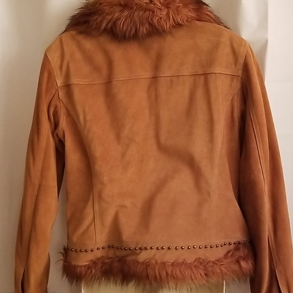Leather Jacket with faux fur trim - Picture 4 of 4